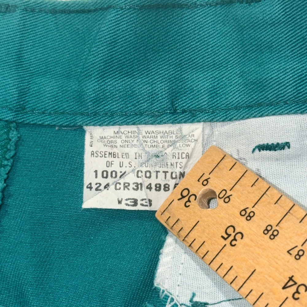 Duck Head Pleated Shorts Mens 33 Teal Green Vintage 100% Cotton Chino Preppy - Picture 2 of 9